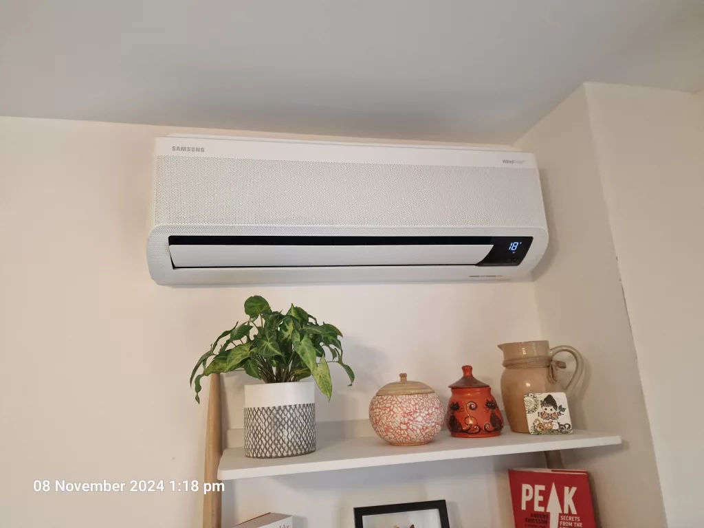 Samsung air conditioning above shelf